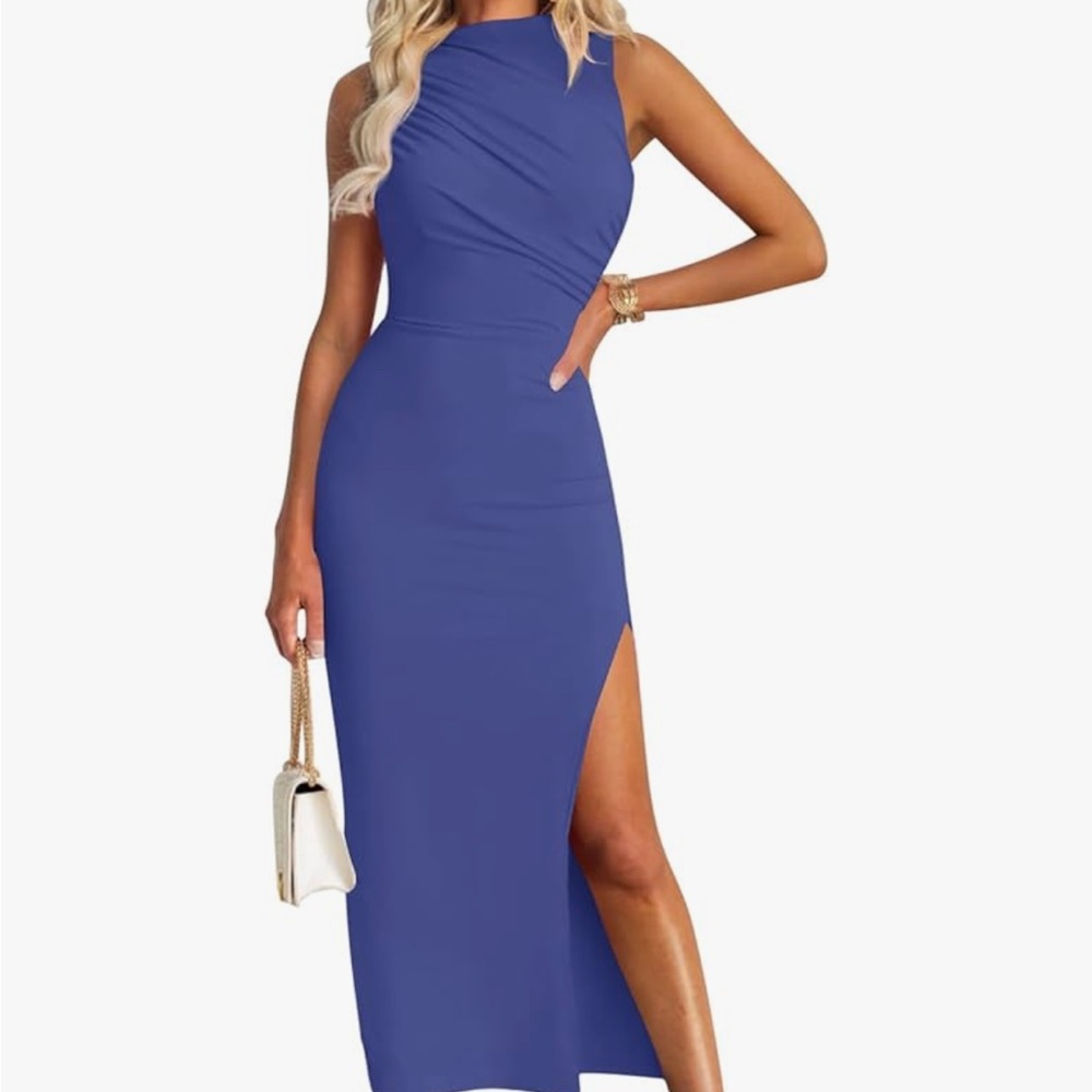 Elegant Blue Sleeveless Dress